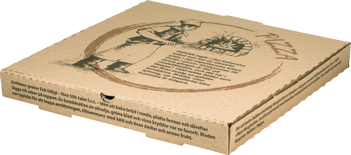 Pizzakartong well Brun med pizzatryck 100st