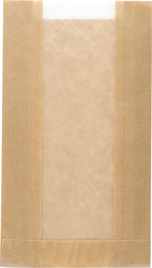 Påse plan med invik och pappersfönster 1kg Brun 1000st