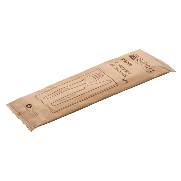 Bestickpåse med kniv,gaffel, servett Vit 300st