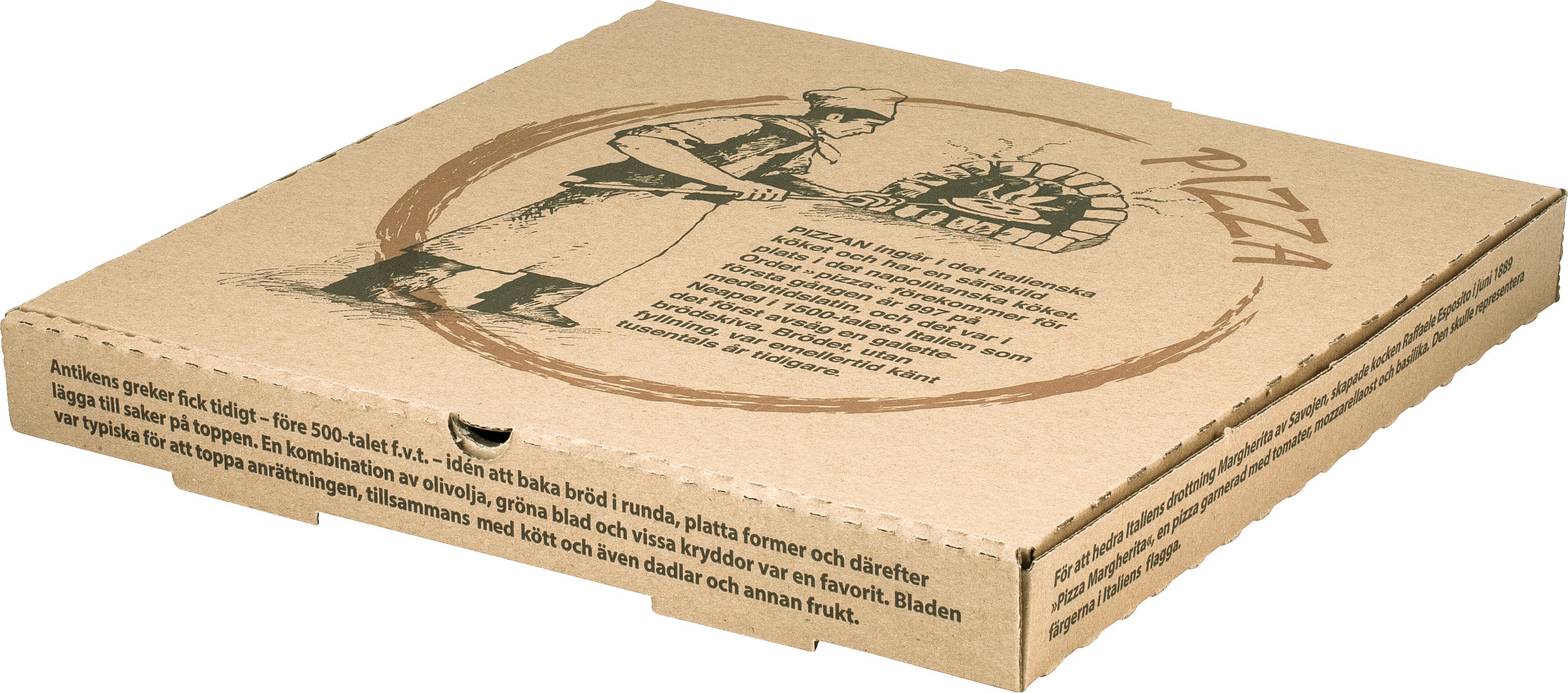 Pizzakartong well Brun med pizzatryck 100st