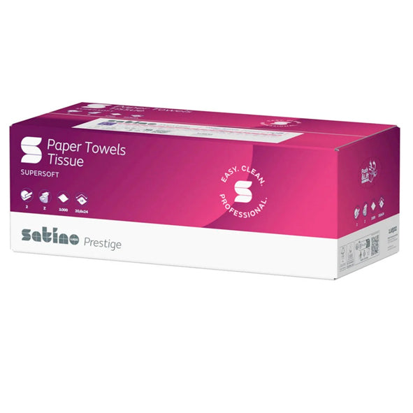 Satino PT2 Handduk Z 2-lag Vit 3000st