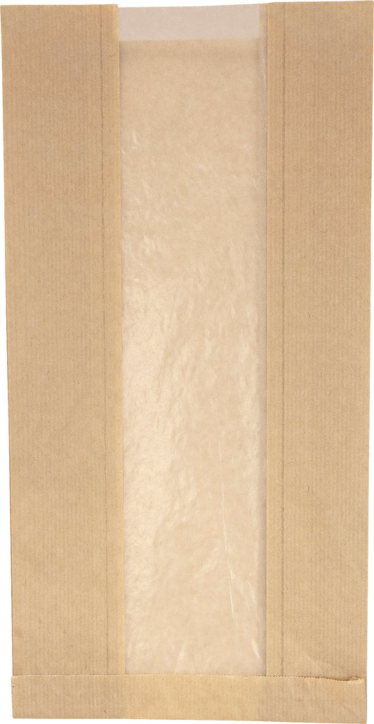 Påse plan m invik och pappersfönster 3kg Brun 1000st