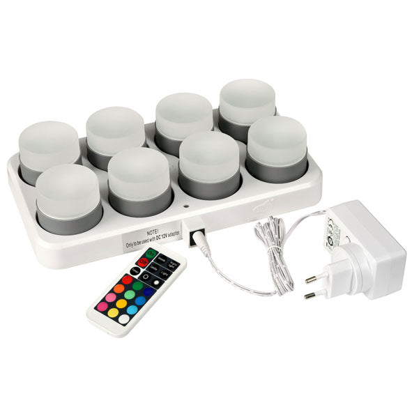 LED-ljuspuck Flerfärgad 8st
