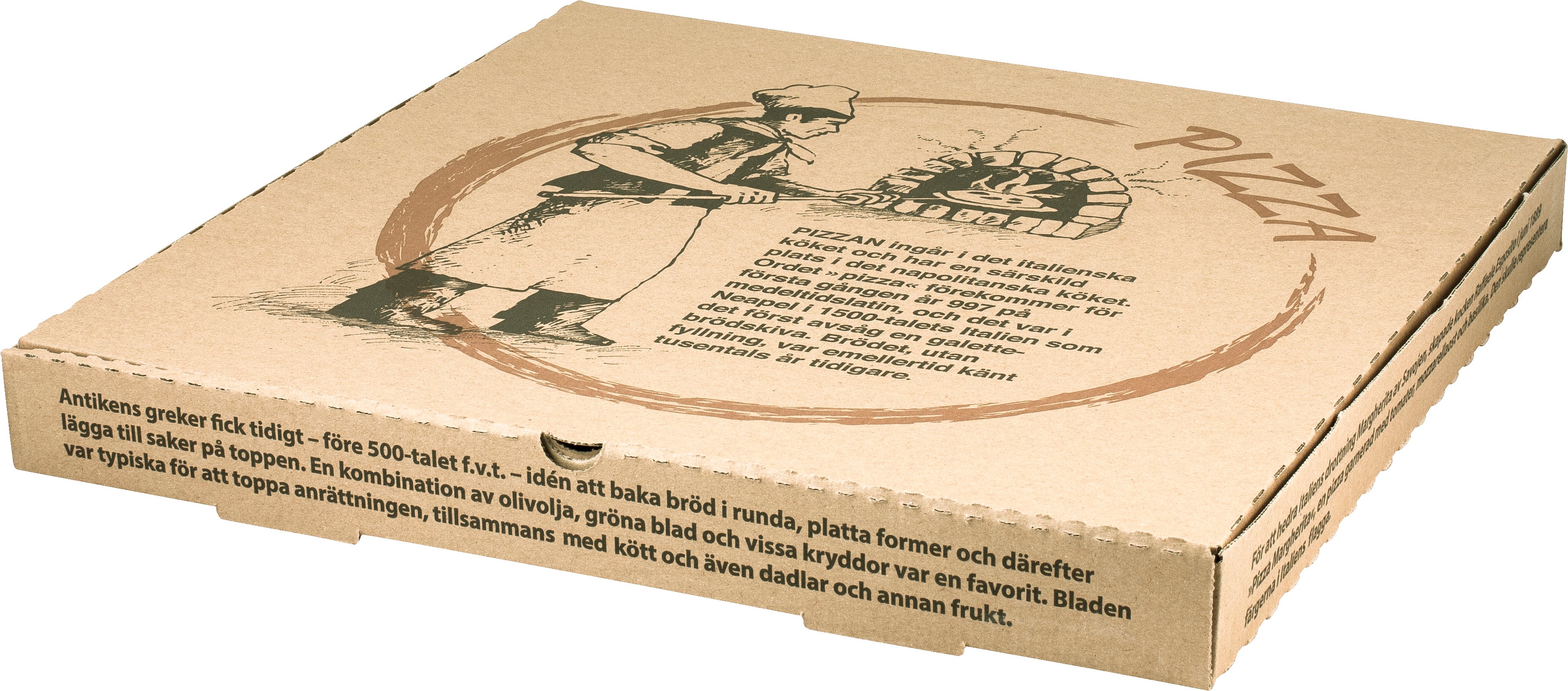 Pizzakartong well Brun med pizzatryck 100st