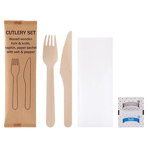 Bestickpåse kniv gaffel servett salt peppar 500st