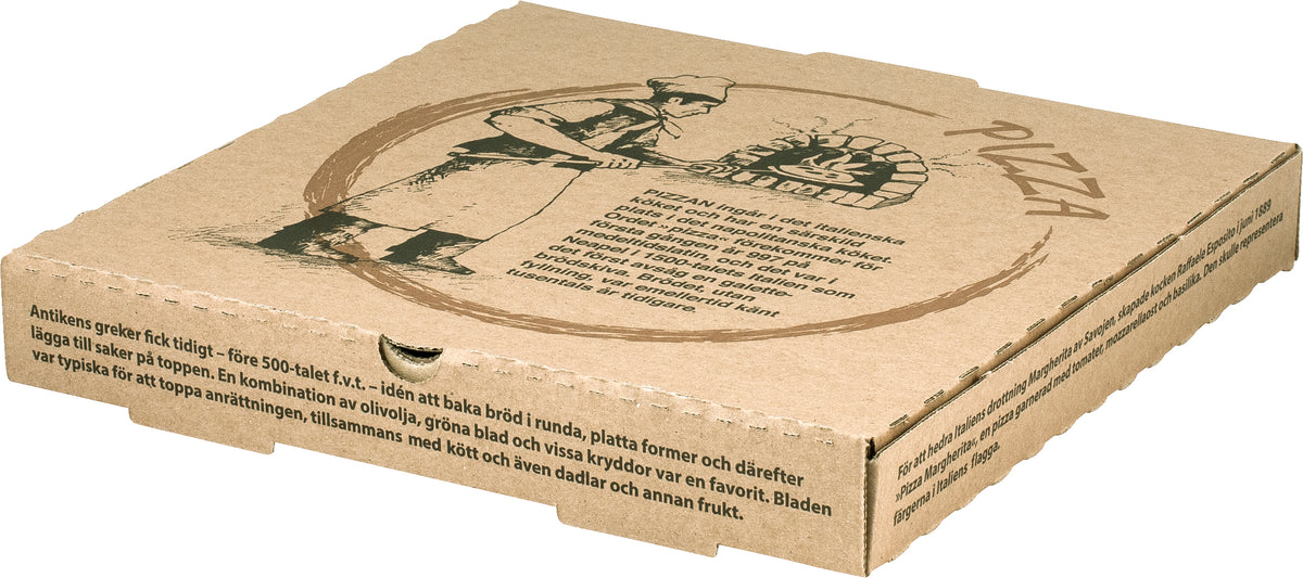 Pizzakartong well Brun med pizzatryck 100st