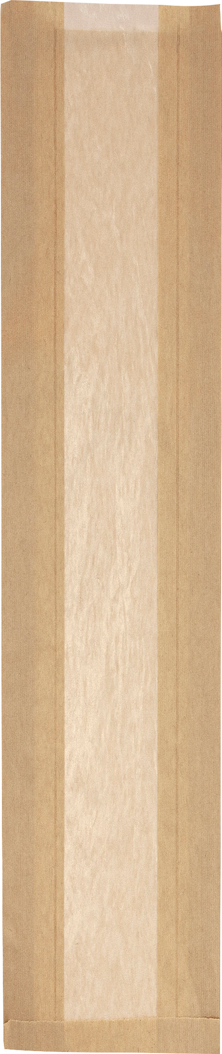 Påse plan baguette med pappersfönster Brun 1000st